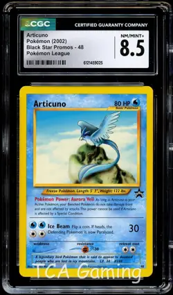 CGC 8.5 NM-MINT+ Articuno # 48 WOTC Black Star PROMO League Pokemon Card 025 - Image 1