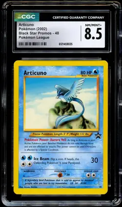 CGC 8.5 NM-MINT+ Articuno # 48 WOTC Black Star PROMO League Pokemon Card 025 - Image 2