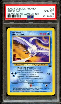 PSA 10 GEM MINT Articuno # 22 ERROR WOTC Black Star PROMO Pokemon Card 592 - Image 2