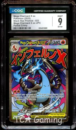 CGC 9 MINT Mega Charizard X Ex MEP023 ERROR "Crimped" MEP 023 Pokemon Card 080 - Image 1