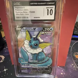 Pokemon Vaporeon V Ultra Rare Holo Evolving Skies 172/203 CGC 10 Card 2021 - Image 1