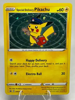 Special Delivery Pikachu SWIRL SWSH074 SWSH: Sword & Shield Promo Cards Holo NM - Image 1