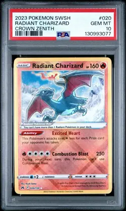 PSA 10 Gem Mint - Radiant Charizard 020/159 - Crown Zenith Radiant Holo Pokemon - Image 1