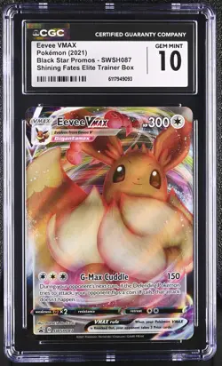 CGC 10 GEM MINT Eevee VMAX 2021 Black Star Promos SWSH087 Pokemon Card - Image 1