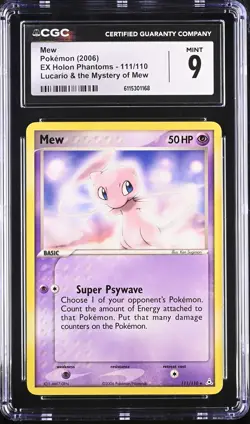 CGC 9 MINT Mew 2006 EX Holon Phantoms 111/110 Non-Holo Pokemon Card - Image 1
