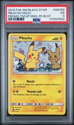 POKEMON TEAM UP PIKACHU #SM162 HOLO BLACK STAR PROMO BLISTER PACK - PSA 5 - Image 1
