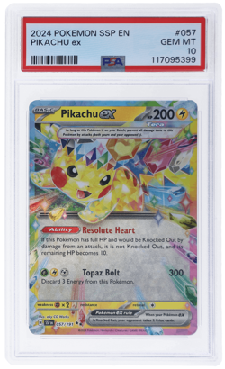2024 Pokemon Surging Sparks Pikachu Ex #57 PSA 10 - Image 1