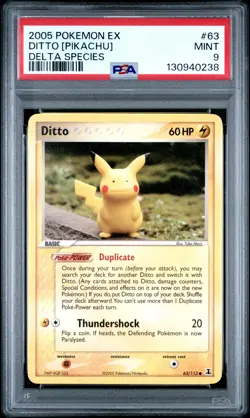 2005 Pokemon Ex Delta Species #63 Ditto [Pikachu] Delta Species PSA 9 MINT - Image 1