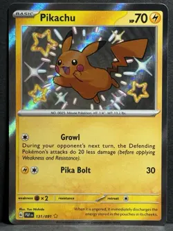 Pikachu Shiny Rare Card 131/091 Scarlet & Violet: Paldean Fates NM - Image 1