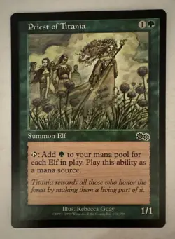 MTG * Priest of Titania NM Unplayed Urza's Saga Regular SellbyCyn - Image 1