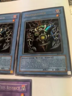 Thousand-Eyes Restrict and 2 Relinquished Card Lot Yu Gi Oh 2 Limited Edition - Image 3