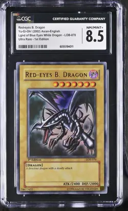 YuGiOh Red Eyes Black Dragon - LOB-070 1st Edition Asian English CGC 8.5 NM/MT+ - Image 1