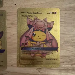 Pokemon Pikachu Cos Play Set Of Seven Gold / Silver Fan Art Cards 14 Total Cards - Image 5