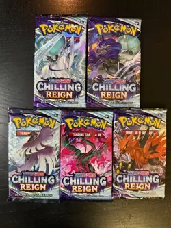 Pokemon TCG Sword & Shield Chilling Reign Booster Pack Art Set (5 Packs) - Image 1