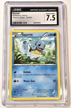 Pokemon Squirtle 2013 Plasma Blast 14/101 CGC 7.5 NM/MINT+ - Image 1