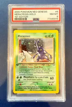 PSA 8 1st Edition Heracross 6/111 Neo Genesis Holo NM/Mint 💎 (2000 Pokemon) - Image 1