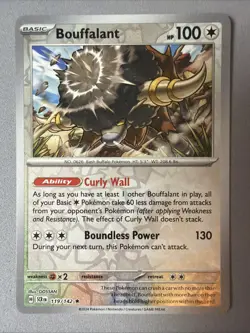 Pokemon TCG * SV Stellar Crown * 119/142 Bouffalant * REVERSE HOLO RARE FRESH PK - Image 1