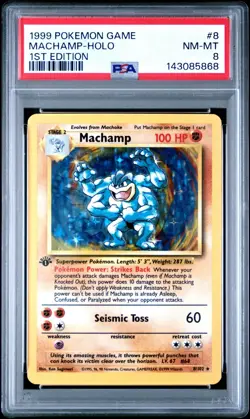 1999 Pokemon Game - Machamp - Holo - 1st Edition - PSA 8 - Image 1