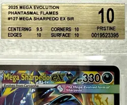 Pokemon Mega Sharpedo ex 127/094 Phantasmal Flames BGS 10 PRISTINE 1 of 8 only - Image 3