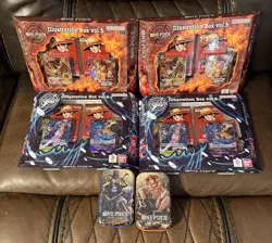 One Piece TCG Illustration Box (2) Vol 5 & (2) Vol 6 and 2 One Piece mini tin - Image 1