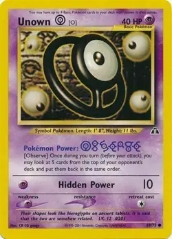 Unown O 69/75 Neo Discovery Common Played Pokemon DNA GAMES - Image 1