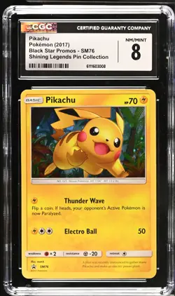 Pikachu SM76 Shining Legends Pin Collection Pokemon CGC 8 Nm/mint - Image 1