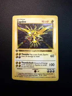Pokemon TCG Zapdos 16/102 1st Edition Shadowless Holo Base Set Trading Card - Image 1