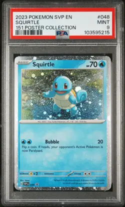 2023 POKEMON SVP EN-SV BLACK STAR PROMO 151 POSTER COLL #048 SQUIRTLE PSA 9 - Image 1