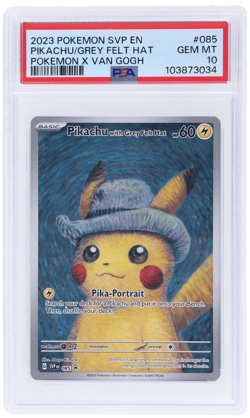 2023 Pokemon SV Black Star Promo Pikachu With Grey Felt Hat X Van Gogh PSA 10 - Image 1