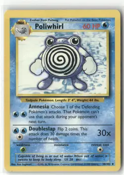 Pokemon Poliwhirl Uncommon Base Set 038/102 - Image 1