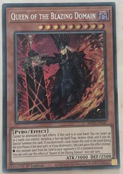 YUGIOH MP25-EN147 Queen of the Blaszing Domain Prismatic Secret Rare 1st Edition - Image 1