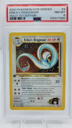 2000 Pokemon Gym Heroes Erikas Dragonair #4 Holo 1st Edition PSA 8 - Image 1