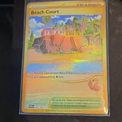 Pokemon Beach Court 263/182 SV04: Paradox Rift Gold Secret Rare Holo NM - Image 1