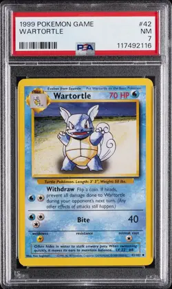 1999 POKEMON GAME #42 WARTORTLE PSA 7 - Image 1