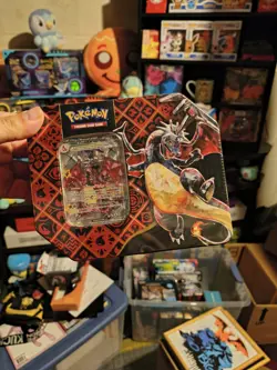 Pokemon TCG: Paldean Fates Shiny Charizard EX Tin Factory Sealed - Image 1