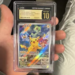 Pokemon Pikachu CGC Pristine 10 Promo Holo 001/SV-P Scarlet & Violet Chinese - Image 1