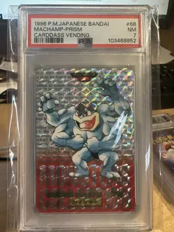1996 PSA 7 Near Mint Machamp No. 68 Japanese Pocket Monsters Carddass Red Prism - Image 1