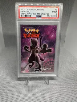 2000 Danone Pokemon MEWTWO #8 Stadium Tip Shiny *FOIL* PSA-9 ERROR MISSING FOIL - Image 1