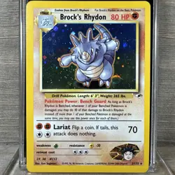 Pokemon TCG Gym Heroes Unlimited Holo #2/132 Brock's Rhydon Heavily Played - Image 1
