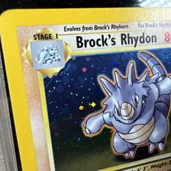 Pokemon TCG Gym Heroes Unlimited Holo #2/132 Brock's Rhydon Heavily Played - Image 2