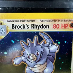 Pokemon TCG Gym Heroes Unlimited Holo #2/132 Brock's Rhydon Heavily Played - Image 3