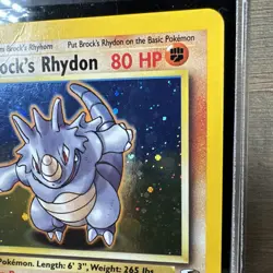 Pokemon TCG Gym Heroes Unlimited Holo #2/132 Brock's Rhydon Heavily Played - Image 4