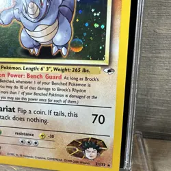 Pokemon TCG Gym Heroes Unlimited Holo #2/132 Brock's Rhydon Heavily Played - Image 5
