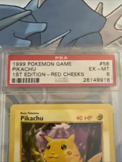 Pikachu 1st Edition Shadowless Red Cheeks PSA 6 1999 Pokemon Game #58 OLD CERT - Image 2