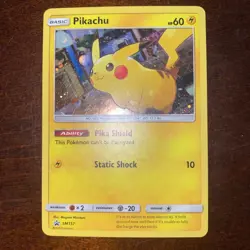 2018 Pokemon TCG Pikachu SM157 Black Star Promo Holo! Swirl - Image 1