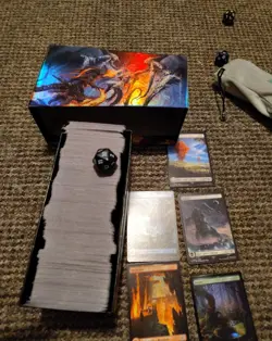 Final Fantasy MTG Lot Common 400+100 Land cards-500 cards total+dice+box+extras - Image 1