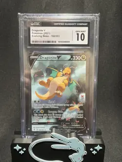 CGC 10 DRAGONITE V 192 EVOLVING SKIES ALT ART SWORD & SHIELD POKEMON GEM MINT - Image 1