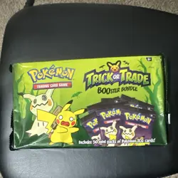 Pokemon Trick or Trade Booster Bundle Box 50 Mini Packs 2023 Pikachu Mimikyu - Image 1