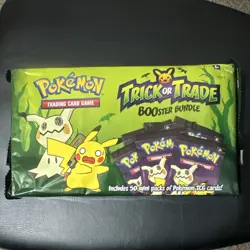 Pokemon Trick or Trade Booster Bundle Box 50 Mini Packs 2023 Pikachu Mimikyu - Image 1