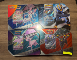 Costco 4 V Tin Set Umbreon, Sylveon, Espeon, Empoleon Sealed - Image 1